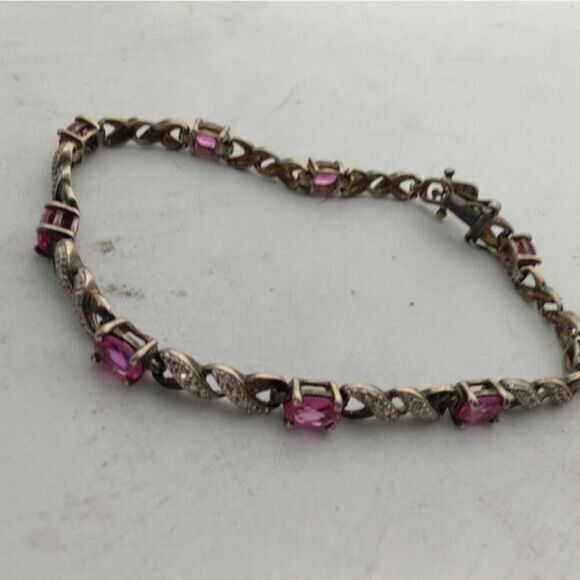Beautiful vintage sterling silver‎ bracelet with pink tanzanite stones. - Picture 4 of 5